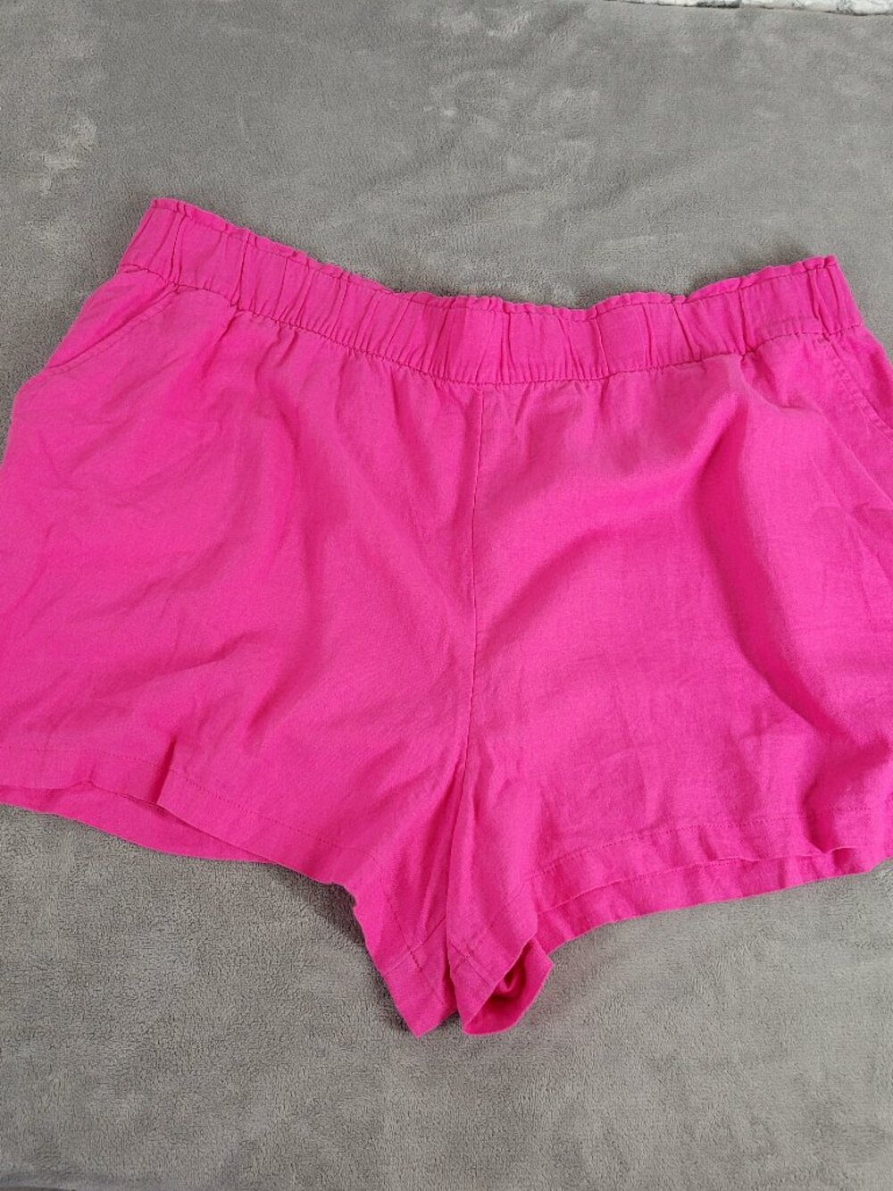 Sonoma 2X Plus Size Paperbag Shorts Pink Linen Rayon Elastic Pull On PIN13E